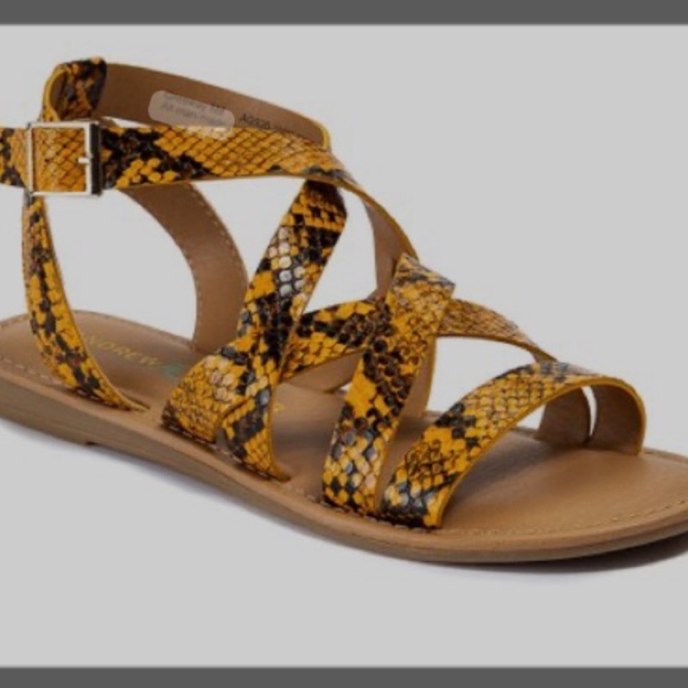 ANDREW GELLER MUSTARD SNAKESKIN SANDAL